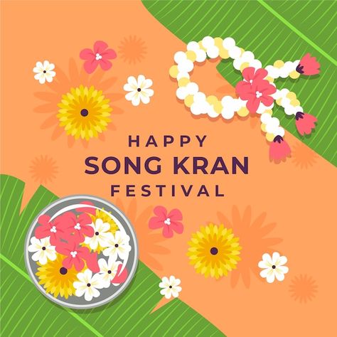 Environmental Poster, Bg Logo, Songkran Thailand, Environmental Posters, Songkran Festival, Happy Song, Flag Icon, Thai Art, Festival Design