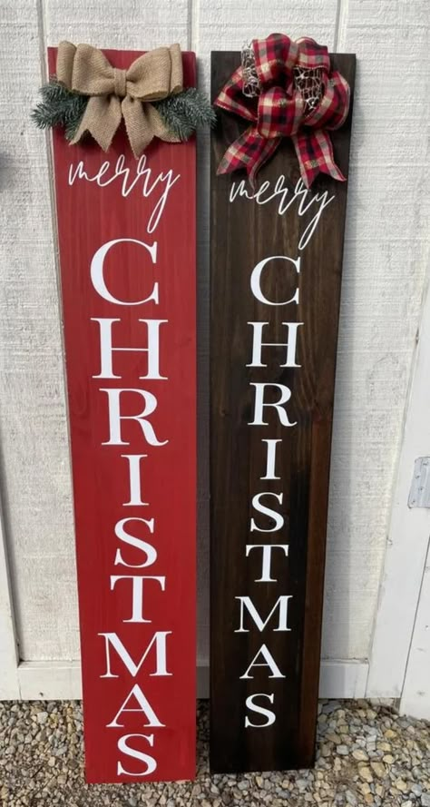 Merry Christmas Porch Leaner Front Porch Farmhouse Christmas - Etsy Wood Porch Signs Christmas, Welcome Christmas Sign Front Door, Homemade Christmas Signs Wood, Wooden Christmas Signs Outdoor, Diy Outdoor Christmas Sign, Christmas Porch Boards Signs, Christmas Porch Signs Diy, Holiday Porch Signs Diy, Christmas Wooden Door Signs