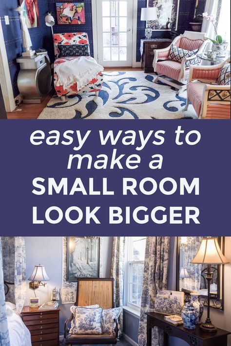 Small Space Decorating Ideas (How To Make A Small Room Look Bigger) Making Small Rooms Look Bigger, Small Room Look Bigger, Long Narrow Rooms, Room Look Bigger, Small Bedroom Decor Ideas, Interior Decorating Tips, Small Room Decor, Bedroom Small, Small Living Room Decor