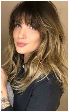 Balayage With Fringe, Layered Hair With Bangs, Long Layered Hair, Hair Color Balayage, Haircuts With Bangs, Medium Long, Ombre Hair, Balayage Hair, Hair Colors