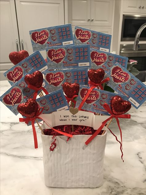 Valentine's gift for him - I won the lottery when I met you Lottery Valentines Gift For Him, I Won The Lottery When I Met You, Diy Valentines Gifts For Him, I Won The Lottery, Valentine's Gift For Him, Won The Lottery, Prize Box, Valentine Gift Baskets, Stunning Nails