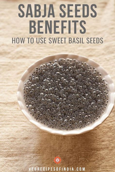 Not many people know the health benefits of sweet basil seeds or that you can use them to make drinks. Here I show you how to use the seeds and what uses they have, from drinks to sherbets. They help with regulating digestion and is good for sore throats and colds. Try these seeds out today! #vegan #vegetarian #basilseeds #Indianfood #benefits Sabja Seeds Benefits, Basil Seeds Benefits, Sabja Seeds, Basil Health Benefits, Mutton Curry Recipe, Indian Cuisine Recipes, Make Drinks, Seeds Benefits, Indian Recipes Authentic