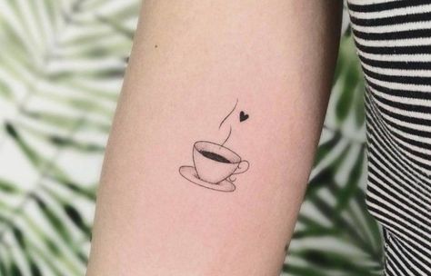 Atrapasueños Tattoo, Coffee Cup Tattoo, Mother Tattoos For Children, Feminine Skull Tattoos, Cup Tattoo, Matching Best Friend Tattoos, Coffee Tattoo, Food Tattoos, Horoscope Tattoos