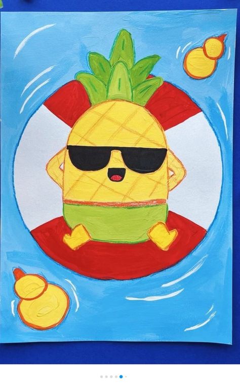 Summer Drawings Easy For Kids, Summer Drawings Easy, Marker Art Simple, Summer Season Drawing, Summer Drawing Ideas, Summer School Art, Cool Drawings For Kids, Kids Painting Party, Markers Drawing Ideas