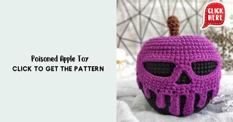 Poison Apple Amigurumi Free Pattern, Crochet Poison Apple, Poison Apple Crochet Pattern Free, Crochet Poison Apple Pattern Free, Poison Apple Crochet Pattern, Poison Apple Crochet, Easy Crochet Halloween, Apple Crochet, Crochet Halloween Patterns Free