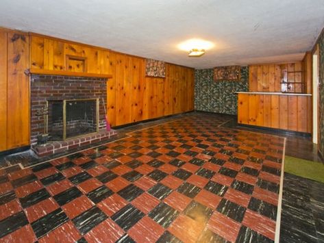 knotty-pine-basement 1950s Basement Remodel, Pine Basement, Mid Century Basement, Ma Rainey, Vintage Basement, Time Capsule House, Retro Basement, Knotty Pine Walls, Retro Homes