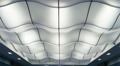 5 Playful, Wavy 3D Panels That Make Drop Ceilings Fun: Create Waves: USG's Topo Series of Suspended Ceiling Panels Plastic Ceiling Panels, Asian Lighting, Luminous Ceiling, Suspended Ceiling Panel, Wave Ceiling, Drop Ceiling Panels, Decorative Ceiling Panels, Drop Ceilings, Vintage Tin Ceiling Tile