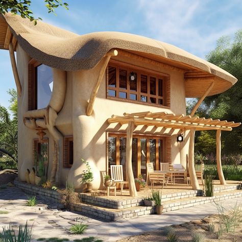 his is Cob house design to give idea . Cob houses are natural buildings made of a mixture of clay, sand, and straw. They offer natural… | Instagram Cob House Design, Cob House Plans, Cob Building, Casa Hobbit, Earthship Home, Mud House, Adobe House, Unusual Homes, Clay Houses