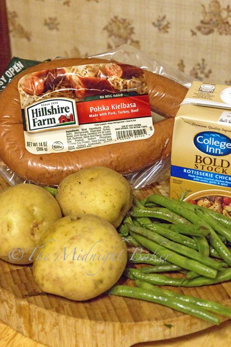 Kielbasa Green Beans, Green Bean And Potato Casserole, Cooking Ham In Crockpot, Sausage And Green Beans, Crockpot Green Beans, Kielbasa And Potatoes, Slow Cooker Green Beans, Beans And Potatoes, Potatoes Green Beans