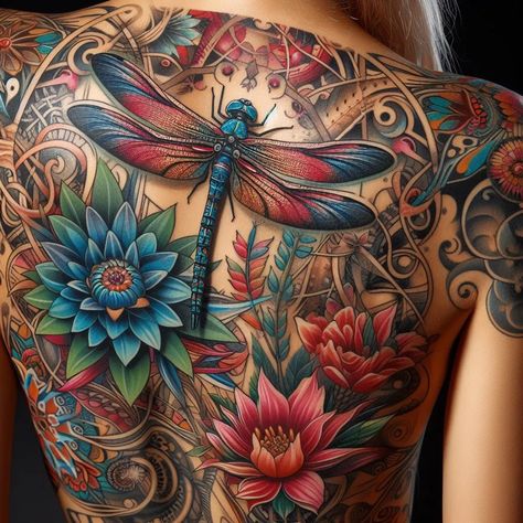 I will create your own stunning, crafted and customized tattoo Women Sleeve Tattoo Designs, Nature Dragon Tattoo, Full Back Tattoo Women Flowers, Upper Back Tattoo Women, Feminine Back Tattoos Full, Artful Tattoos, Boho Tattoo, Feminine Back Tattoos, Rainbow Tattoo