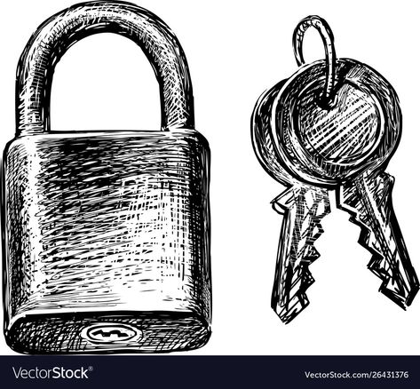 Tattoo Lock And Key, Lock And Key Drawing, Key Drawing, Lock Drawing, Nightmare Before Christmas Lock, Key Drawings, Drawing Collection, Heart Lock, Locks & Key