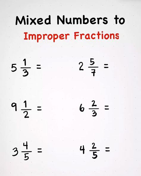 Changing Improper Fractions To Mixed, Improper Fractions To Mixed Numbers Anchor Chart, Fractions Pictures, Unlike Fractions, Improper Fractions To Mixed Numbers, Converting Mixed Numbers To Improper Fractions, Reducing Fractions, Mixed Fractions, Proper Fractions