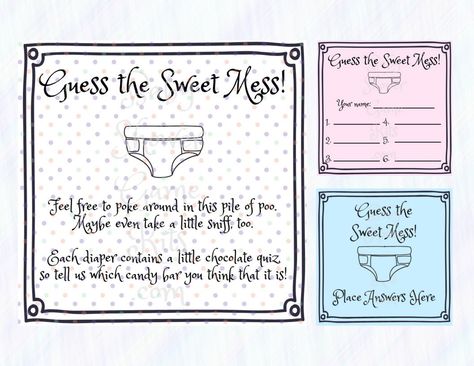 Diaper Baby Shower Game, Guess The Sweet Mess, Puppy Baby Shower, Animal Baby Shower Games, Funny Baby Shower Games, Baby Shower Diapers, Halloween Baby, Animal Baby Shower, Baby Shower Game