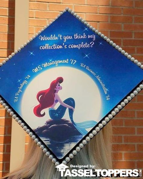 Disney Masters Graduation Cap, Ariel Graduation Cap, Graduation Cap Designs Disney Princess, Sleeping Beauty Graduation Cap, High School Graduation Cap Designs Disney, Disney Princess Graduation Cap, Little Mermaid Graduation Cap, Graduation Cap Ideas Disney, Disney Graduation Cap Designs