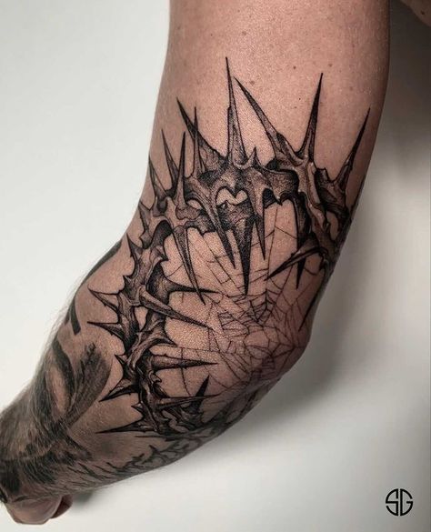 Hals Tattoo Mann, Thorn Tattoo, Elbow Tattoos, 4 Tattoo, Metal Tattoo, Knee Tattoo, Dark Tattoo, Black Ink Tattoos, 문신 디자인