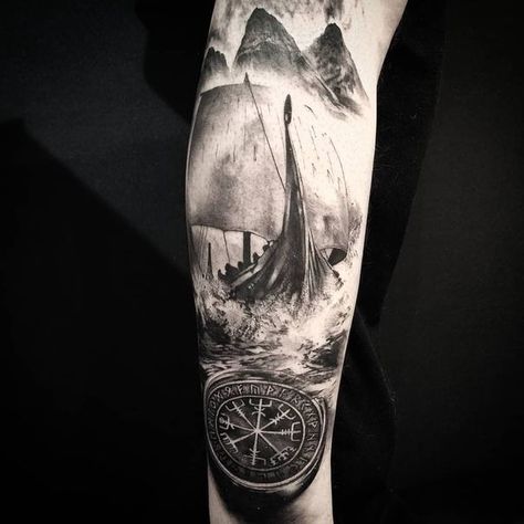 Norwegian Tattoo, Viking Ship Tattoo, Viking Warrior Tattoos, Norse Mythology Tattoo, Valkyrie Tattoo, Scandinavian Tattoo, Viking Tattoo Sleeve, Vikings Tattoo, Wolf Tattoo Sleeve