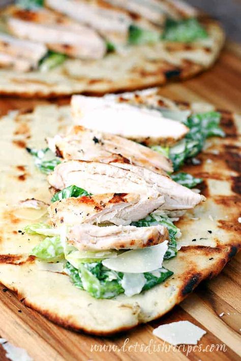 Grilled Chicken Caesar, Chicken Caesar, Flatbread Recipes, Flat Bread, Caesar Salad, Summer Dinner, Lunch Snacks, Flatbread, Grilled Chicken