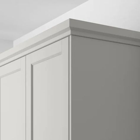 LERHYTTAN Deco strip, contoured edge - light grey - IKEA Ikea Lerhyttan, Cabinet Moulding, Kitchen Bar Lights, Hall Cupboard, Light Grey Kitchens, Country Cottage Kitchen, Cosy Kitchen, Veneer Panels, Kitchen Island With Seating