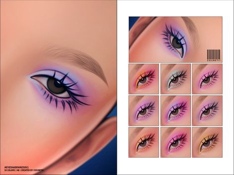 The Sims 4 Resource, Sims 4 Resource, Sims 4 Eyeshadow, Sims 4 Makeup Cc, Sims 4 Makeup, Sims Makeup, Sims Lookbook, Silver Eyeliner, Cc Makeup