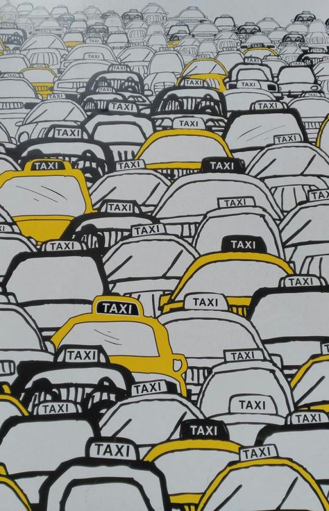 Taxi Drawing, New York Illustration, New York Painting, New York Taxi, Car Picture, Airport Pictures, Zine Design, Pen Illustration, Bullet Journal Aesthetic