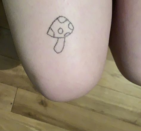 Bad Stick And Poke Tattoos, Mushroom Stick And Poke, Stick Tattoo, Stick Poke Tattoo, Stick N Poke, Stick N Poke Tattoo, Cute Hand Tattoos, Doodle Tattoo, Poke Tattoo