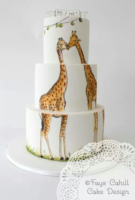 Beautiful Giraffe Cakes, Summer Wedding Cakes, Cake Decorating For Beginners, Hand Painted Cakes, Animal Cakes, Cake Trends, Modern Wedding Cake, Painted Cakes, Wedding Cake Inspiration