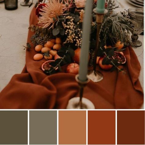 The best burnt orange wedding color schemes for a rich romantic feel Wedding Colours Autumn, Burnt Orange Color Palette Wedding, Burnt Orange Wedding Color Palette, Burnt Orange Wedding Color Schemes, Burnt Orange Wedding Colors, Burnt Orange Weddings Decorations, Burnt Orange Color Palette, Orange Wedding Color Scheme, Orange Wedding Color Palette