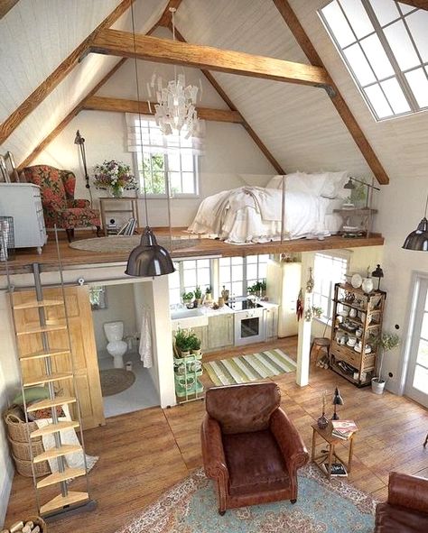 Home Inside Design, Wohne Im Tiny House, Pole House, Tiny House Interior Design, Tiny House Loft, House Loft, Tiny House Inspiration, Modern Tiny House, Tiny Cabin