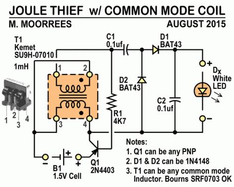 Joule_Thief Joule Thief, Electrical Troubleshooting, Science Crafts, Electronic Circuit Projects, Electronic Circuit, Circuit Projects, Circuit Diagram, Electronics Circuit, High Voltage