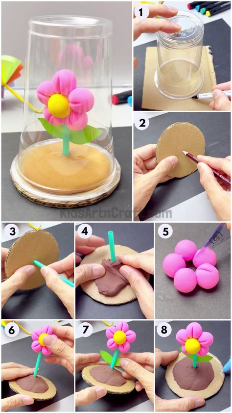 Are you looking for a fun and creative activity to do with your children? Making clay flowers is a great way to keep them entertained and engaged for hours. Not only is it a fun activity, but it also helps them to develop their motor skills and creative thinking. It is also a great way to get kids interested in art and crafts. In this tutorial, we will show you step-by-step how to make clay flowers. We will go over all the materials needed and provide helpful tips and tricks to make the process Easy Clay Ideas Step By Step, Clay Tutorials Step By Step, Clay Modelling For Kids, Clay Activity, Orange Craft, Making Clay, Clay Crafts For Kids, Kids Fall Crafts, Kids Origami