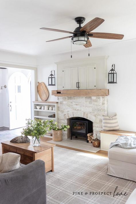 Fireplace Makeover Ideas, Timeless Cottage, Pine And Prospect Home, Cottage Paint Colors, Pine And Prospect, Different Shades Of White, Cottage Fireplace, Thrifted Decor, English Cottage Decor