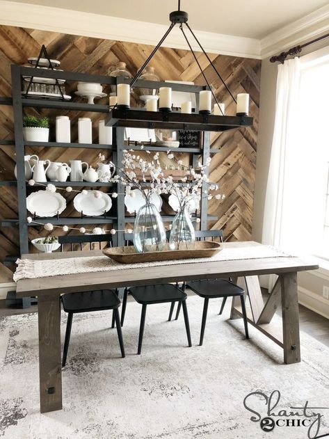 DIY Fancy V Dining Table for under $100 and a Tool Giveaway - Shanty 2 Chic Dining Table Plans, Farm Dream, Plank Table, Rustic End Tables, Shanty 2 Chic, Farmhouse Style Table, Diy Dining, Closet Organization Diy, Traditional Interior Design