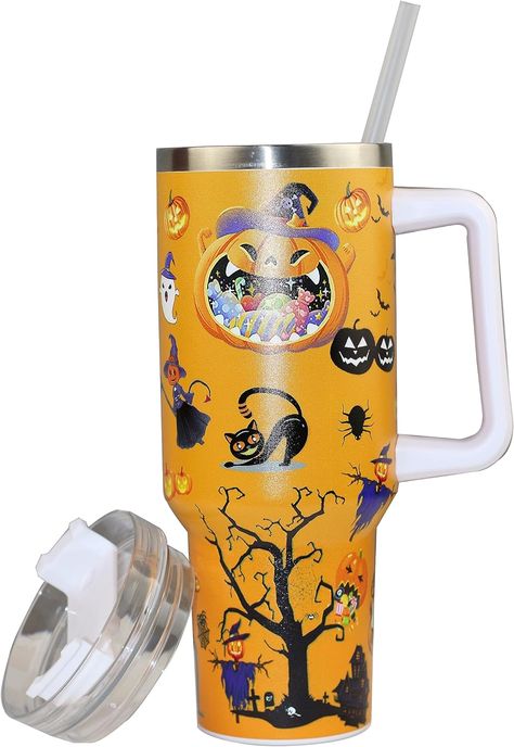 https://amzn.to/3Pow3Iu Pumpkin Tumbler, Big Coffee, Refreshing Water, Halloween Cups, Amazon Buy, Travel Coffee Mug, Stanley Cup, Tumbler With Straw, Tumbler Cups