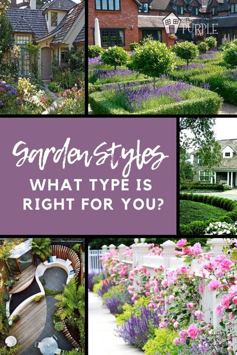 Garden Styles - What type is right for you? Learn about traditional, cottage and modern/contemporary garden design styles and how to mix and match elements from each! #Gardening #Landscaping Country Cottage Garden, English Garden Design, Contemporary Garden Design, Prairie Garden, Easy Landscaping, Purple Garden, Modern Garden Design, Garden Types, Family Garden