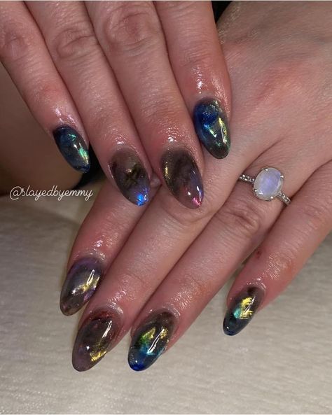 Crystal Nails, How To Do Nails, Cute Nails, Nail Inspo, Labradorite, Ongles, Nails