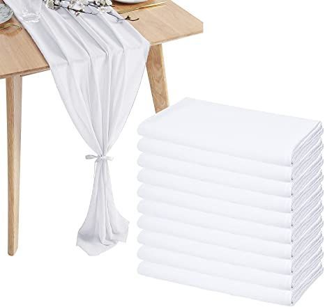 MTREO 10 Pcs Chiffon Table Runner 10Ft - 28x120 Inches White Sheer Chiffon Table Runner Chiffon Romantic Wedding Runner Overlays for Wedding Decor Birthday Party Baby Bridal Shower Table Decoration Chiffon Table Runner, Bridal Shower Table Decorations, Romantic Bridal Shower, Wedding Runner, Decor Birthday Party, Baby Shower Table Decorations, Bridal Shower Tables, Baby Shower Table, Table Runners Wedding