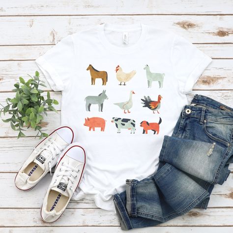 Excited to share this item from my #etsy shop: Farm animal shirt, farm animal t-shirt, farm animals, farm animal Farm Animals Birthday Party Shirt, Farm T Shirt, Farm Animal Shirts For Women, Toddler Farm Shirt, Kids T Shirt Animals, Animals Farm, Animal Tshirt, Animal Shirts, Farm Animal