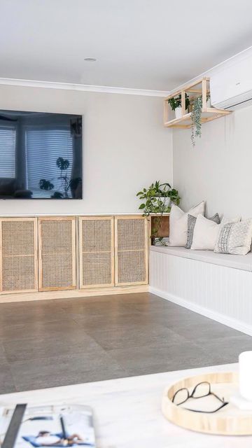 Kmart Australia on Instagram: "Transform your living room with our everyday low prices on the Rattan Cabinet, $99. How great's this #kmarthack by @diyshelley #kmartaus #kmarthome" Kmart Rattan, Rattan Cupboard, Rattan Cabinets, Bonus Room Playroom, Built In Tv Unit, Kmart Decor, Kmart Australia, Kmart Home, Rattan Cabinet