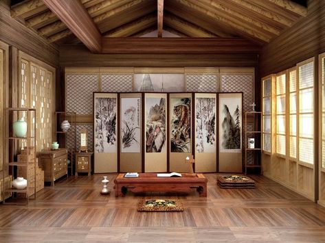 Hanok room Korean House Interior, Korean Interior, Korean Interior Design, Hanok House, Korean Traditional House, Traditional Korean House, Traditional Architect, Asian Interior Design, Japanese Home Design