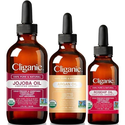 Cliganic Organic Carrier Oil Trio: Jojoba, Argan & Rosehip $28.49 link to ( Amason ) #pinterest #amason #health #fellgood #justbreathe #diet #nutrition #cliganic Organic Argan Oil, Carrier Oil, Oil Shop, A Miracle, Rosehip Oil, Carrier Oils, Facial Oil, Usda Organic, Chemical Free