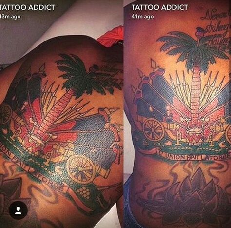 #ZoelifeorNolife Haitian Tattoo Ideas For Men, Haitian Tattoo Ideas Haiti, Haitian Tattoos, Haitian Flag Tattoo, Haitian Tattoo, Haiti Tattoo, Baddie Tats, Tattoo Chart, Haiti History