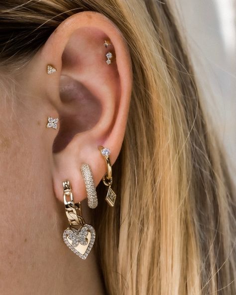 new ear stack inspo has entered the chat 💬✨ Ear Stack, Piercings, Tattoos, Quick Saves