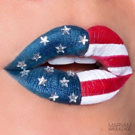 Patriotic Makeup, Electric Blue Eyes, 4th Of July Events, 4th Of July Makeup, Lipsense Combos, Lipsense Lip Colors, Lip Art Makeup, Senegence Distributor, Candy Ideas