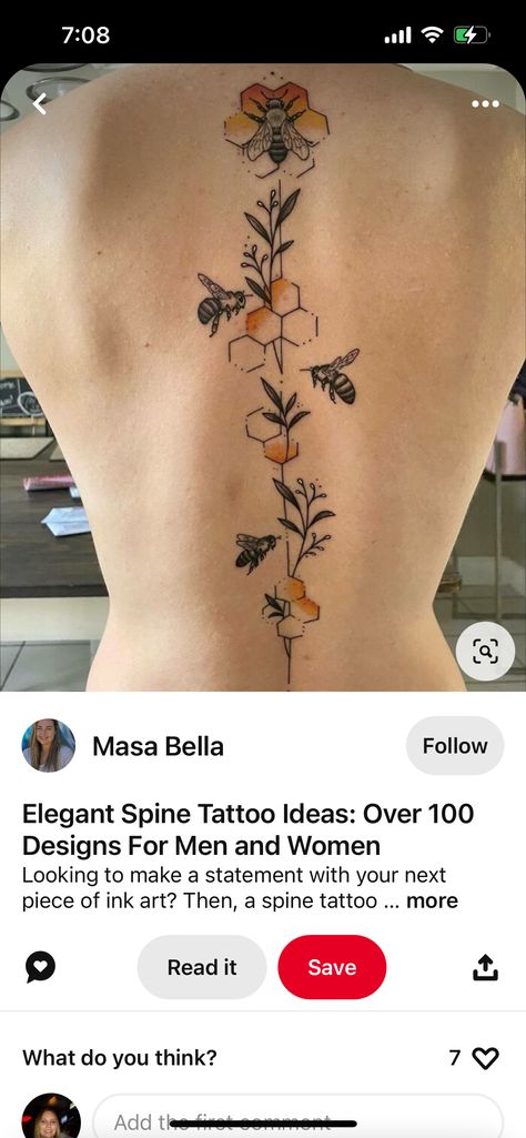 Bee Spine Tattoo, Sunflower Spine Tattoo, Scottish Thistle Tattoo, Thistle Tattoo, Spine Tattoo, Scottish Thistle, Spine Tattoos, Tat Ideas, Tatting