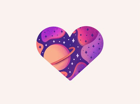 Valentine's Day Illustration, Dribbble Design, Valentines Day Drawing, Valentines Illustration, Planet Love, Procreate Ipad Art, Space Illustration, Heart Illustration, Best Icons