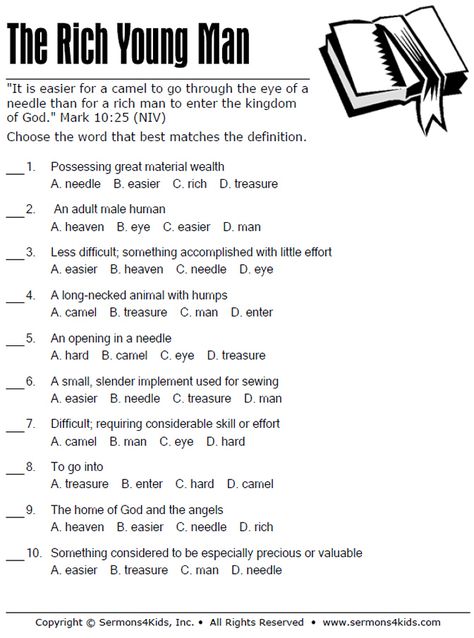 The Rich Young Man Multiple Choice | Sermons4Kids