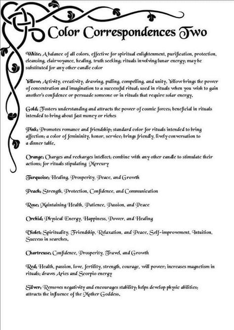 Color Correspondence Chart Color Correspondences, Color Magick, Candle Colors, Inner Witch, Color Healing, Candle Magick, Book Of Shadow, Deep Meditation, Color Meanings