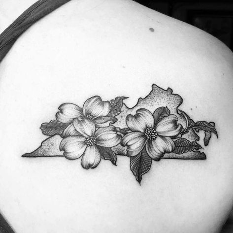 Black Dogwood Flower Tattoo noyceink Dogwood Tattoos, Tattoo Flower Designs, Irish Flower Tattoo, Va Tattoo, Dogwood Flower Tattoo, Dogwood Tattoo, Dogwood Flower Tattoos, Bloom Tattoo, Puzzle Piece Tattoo