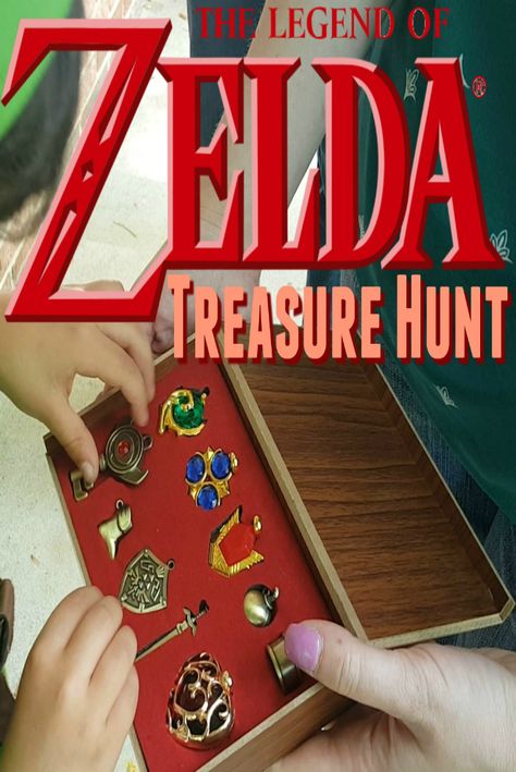 For a Legend of Zelda themed birthday we did a treasure hunt. It is a fun birthday party game. Make clues, hide the treasures and the kids go on the quest. Zelda Birthday Party Games, Zelda Party Games, Zelda Scavenger Hunt, Legend Of Zelda Birthday Party Ideas, Botw Party, Zelda Themed Birthday, Zelda Birthday Party, Felix Birthday, Zelda Party