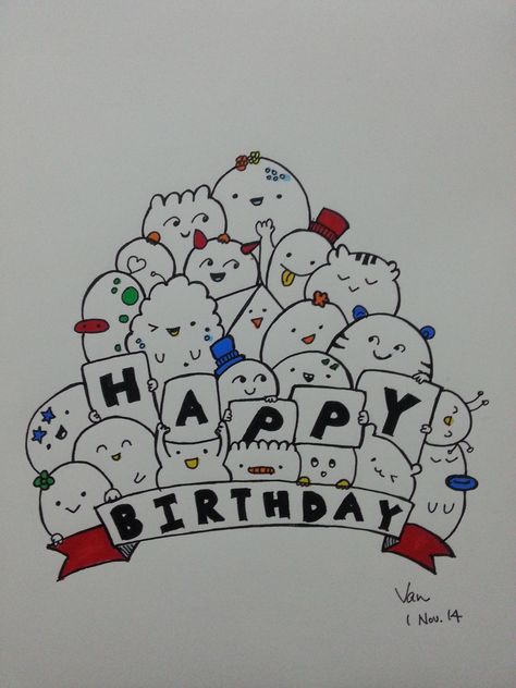 Happy Birthday Doodles Easy, Simple Doodles Birthday, Happy Birthday Drawing Anime, Easy Doodle Art Birthday, Happy Birthday Doodles Hand Drawn, Happy Birthday Sketch Drawing, Happy Birthday Doodle, Happy Birthday Pencil Drawing, Happy Birthday Pencil Sketch Drawings